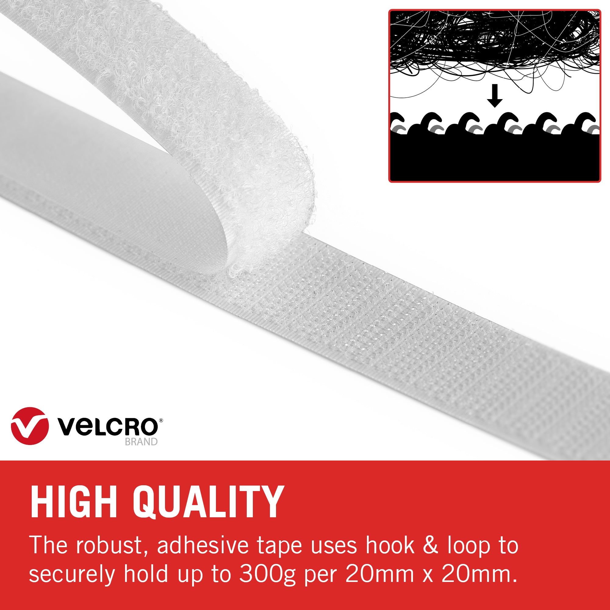 VELCRO® Brand Stick On Tape 2.5m - White